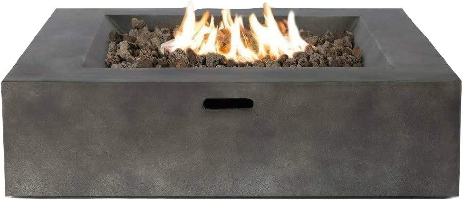 Century Modern Outdoor LSI Fire Pit for Outdoor Home Garden Backyard Fireplace, Square Shape (12'' Hx36'' Wx36'' D, Black)