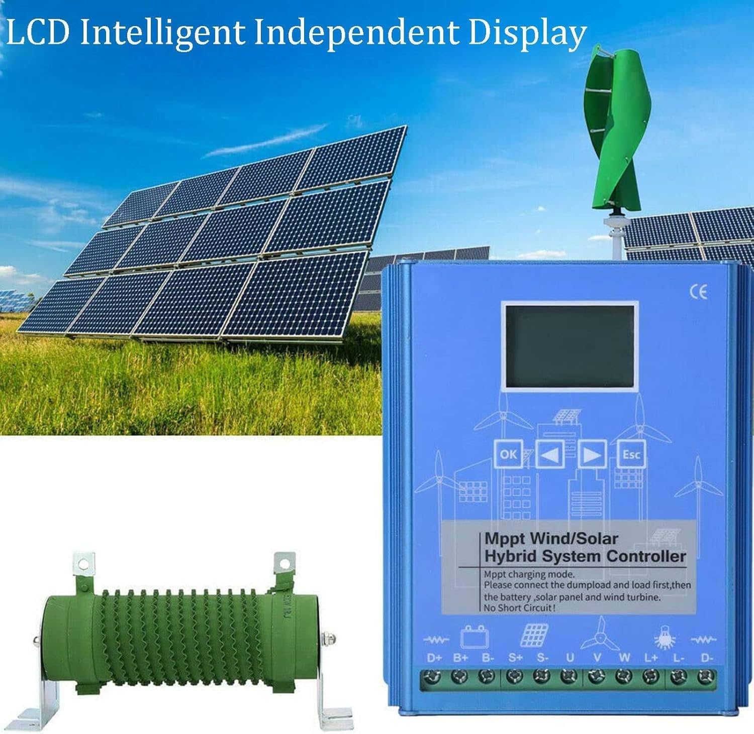12v/24v/48v Mppt Boost Charging Multifunctional Wind Solar Controller,Digital Intelligent Regulator,Wind Generator,Mppt Charge Boost Controller,12V-4000W