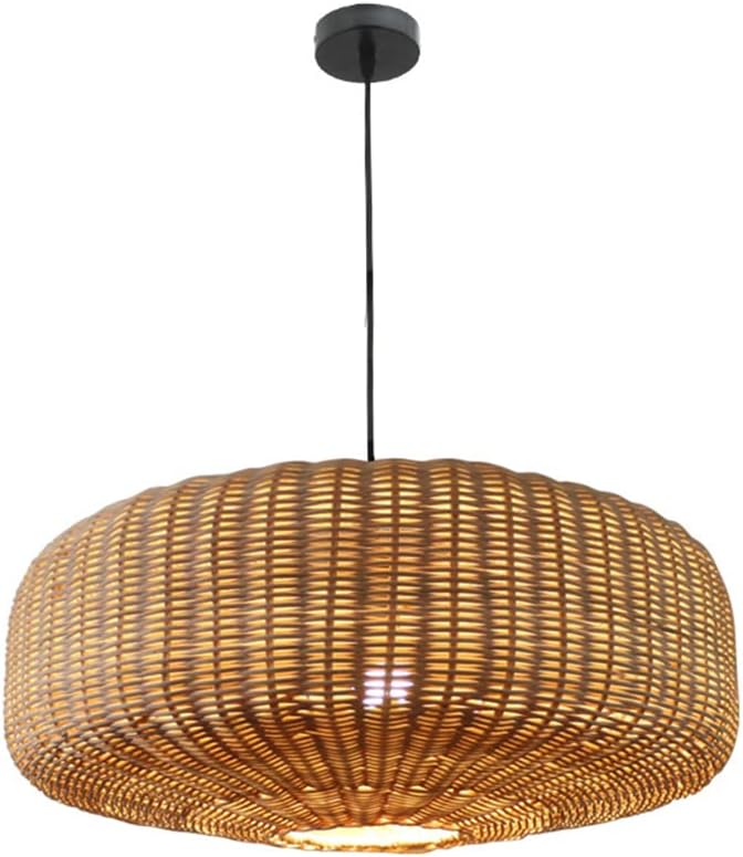 MIXL-Hand-Made Boho Chandelier,Courtyard Villa Farmhouse Bamboo Pendant Light Landscape Lamp Rattan Lighting(23.62
