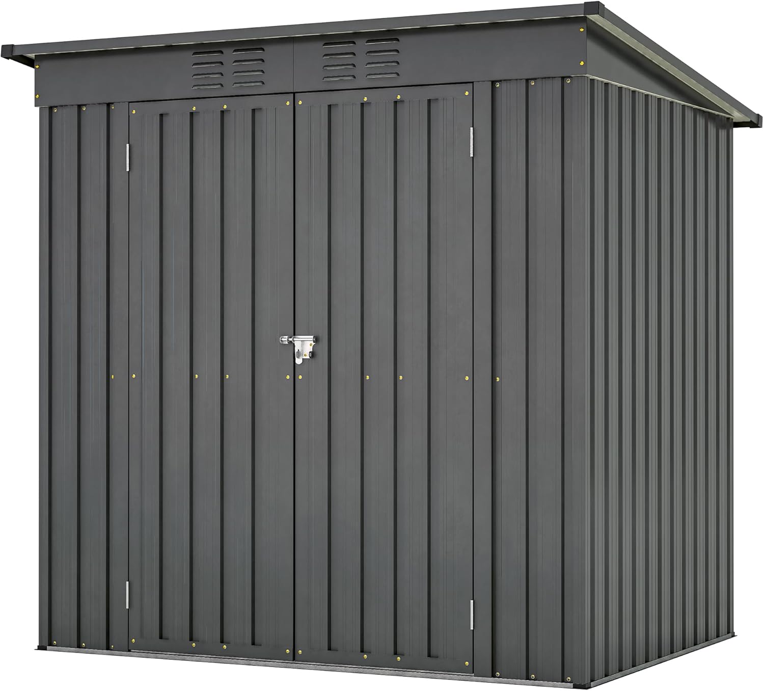 4x6 ft Metal Shed Outdoor Storage Shed,Metal Steel Utility Tool Shed Storage House with Double Lockable Doors and Air Vent for Backyard Garden Patio Lawn Dark Gray