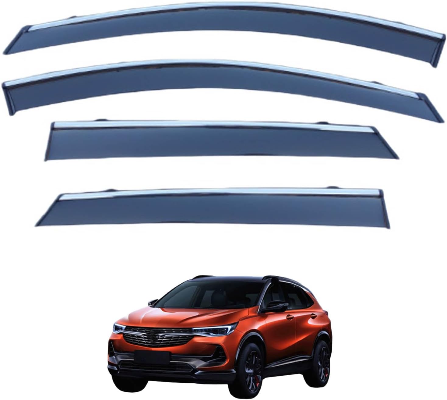 Window Deflectors for Buick Encore MK2 2020+, Sun Rain Guard Window Visors Vent Shades with Bright Stripes Car Accessories