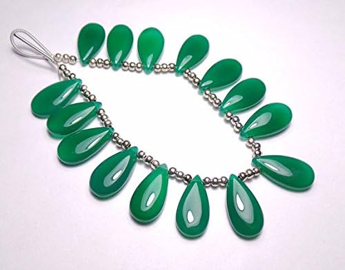 7 Matched Pairs, 20x10 MM Long aprx.,GREEN ONXY Chalcedony Smooth Pear Briolettes