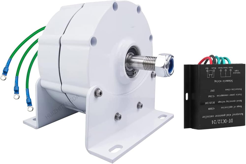 400RPM Low Speed Permanent Magnet, 12V 24V 48V 3000W AC Generator Permanent Magnet Alternator Coreless Maglev for Solar Panel Wind Turbine (White)