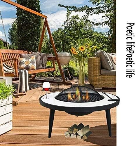 Outdoor Fire Pit Fire Pit Tables for Outside Patio, Wood Burning Fire Pit, Picnic Bonfire, with Grilled,Tongs,Rich Accessories
