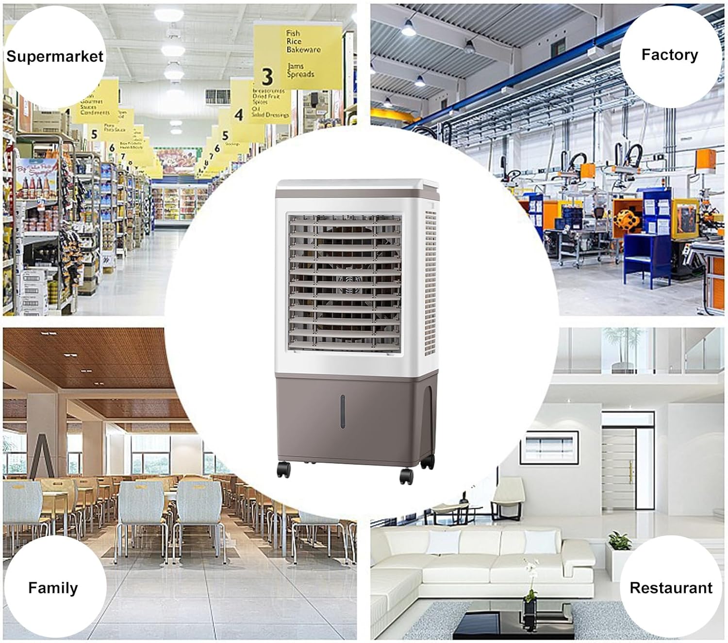 Outdoor Swamp Cooler, Evaporative Air Coolers with Remote Control, 90° Oscillating, 3-Speed Mode, Air Cooler, 50L Large Capacity Water Tank for Indooor Outdoor Use