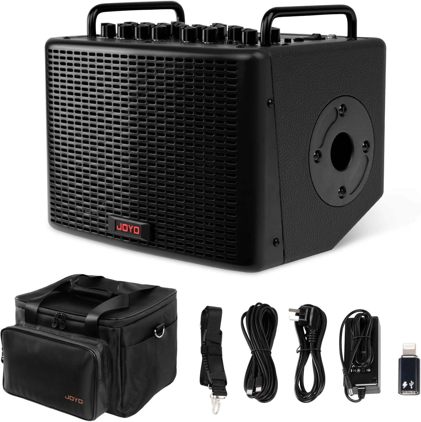 JOYO 40 Watt Acoustic Combo Amplifier Rechargeable Guitar & Vocal Two Channels Guitar Amp with Drum Machine Reverb Chorus Delay Effects and Bluetooth XLR & Aux-in (BSK-40 Black)