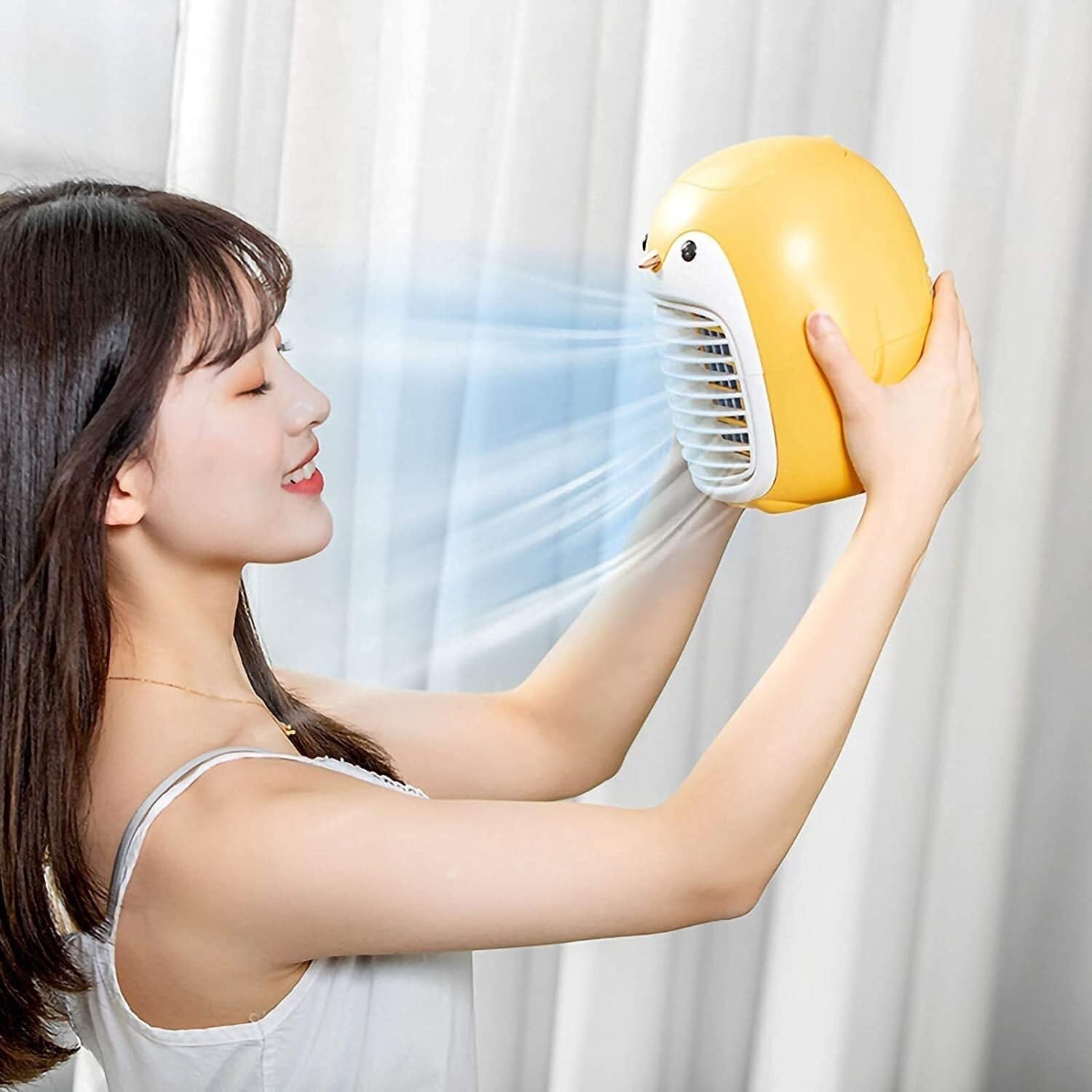 Portable Air Conditioner, Personal Air Cooler, 2000mAh USB Rechargeable Mini Cooling Fan, Humidifier with 3 Wind Speeds
