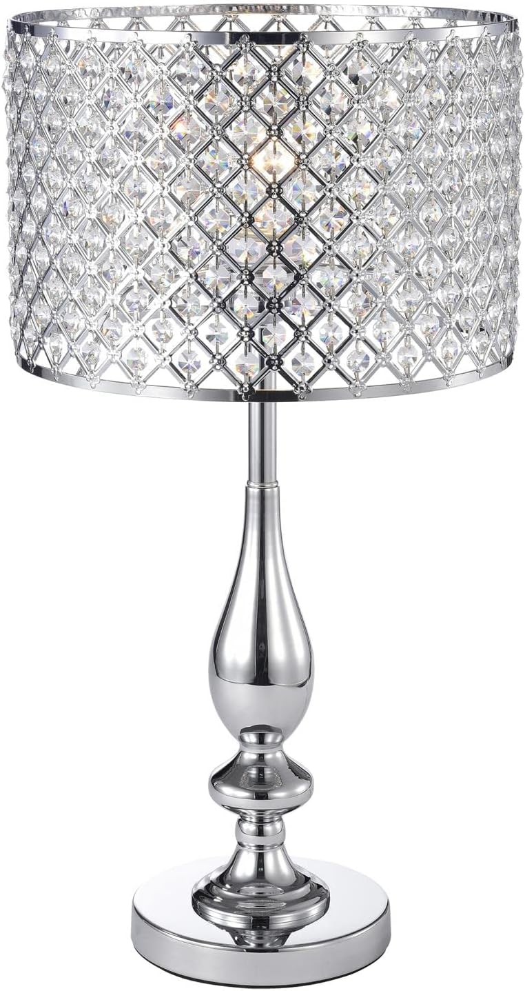 Warehouse of Tiffany IMT81B/1CH Divina Crystal and Chrome Table Lamp, 13 x 13 x 24
