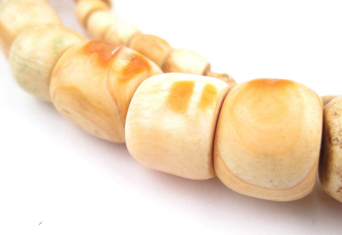 The Bead Chest Old Nigerian Pink Coral Beads 15mm African Orange Cylinder 26-29 Inch Strand Handmade