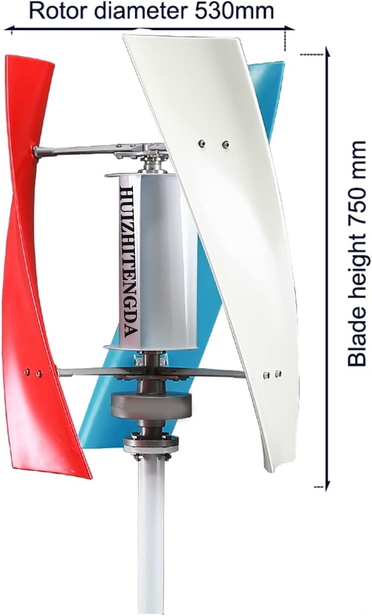 10000W Vertical Axis No Noise Vertical Wind Turbine, with Waterproof Charge Controller 3 Blades for Home Use Wind Turbine(12V 24V 48V,White)