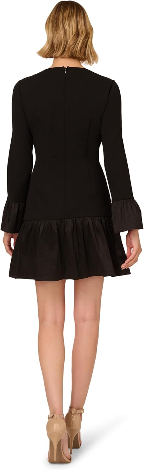 Adrianna Papell Womens Crepe and Taffeta Midi Dress