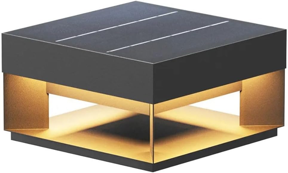 Outdoor Solar Pillar Lights Black Bright Warm White LED Solar Powered Lamp Square Modern Stigma Lamps Column Pedestal Light for Yard Deck Garden Gates Landscape