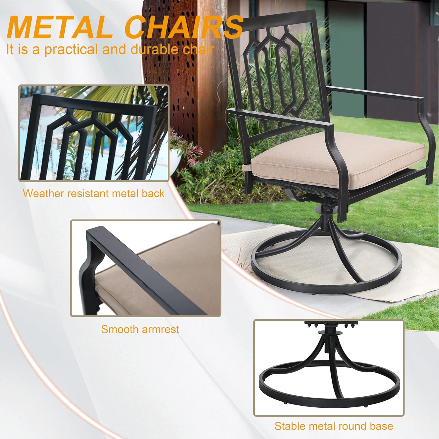 Sophia & William 5 Pieces Patio Dining Set with Gas Fire Pit Table Outdoor Patio Furniture 28