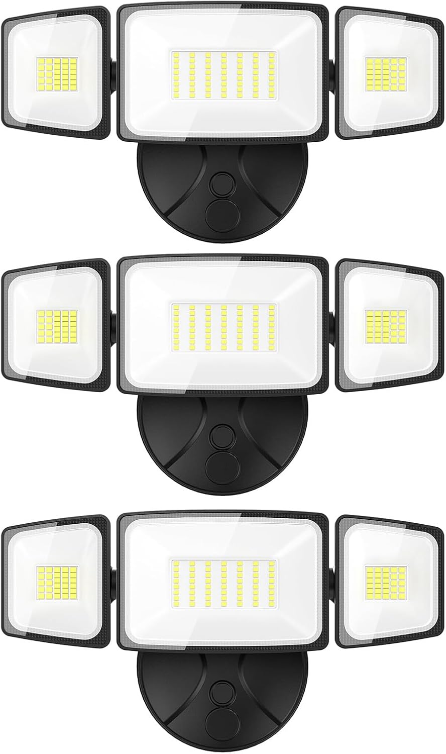 Onforu 3 Packs 75W Flood Lights Outdoor, 7000LM Brightness Security Lights,Switch Controlled, IP65 Waterproof, 6500K Exterior LED Flood Light with 3 Adjustable Heads for Yard Home