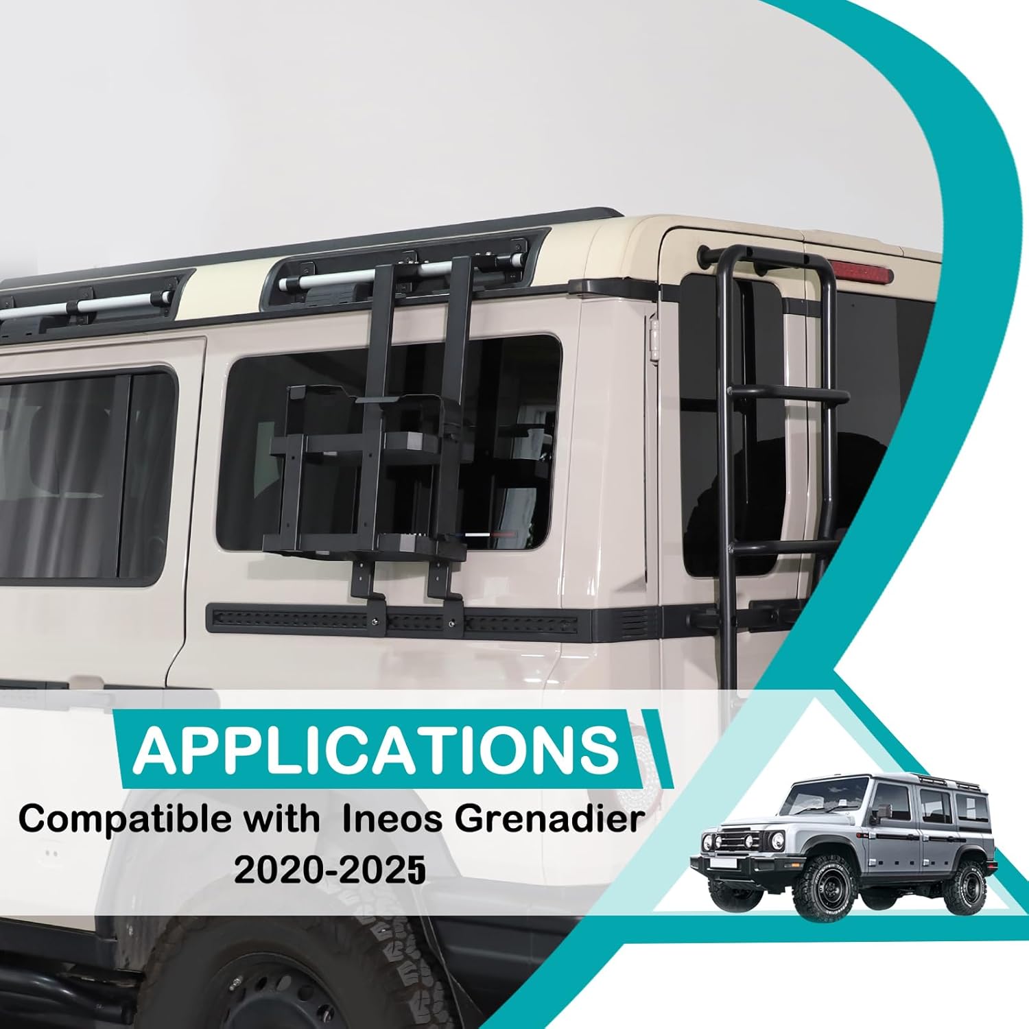 Car Rear Window Spare Fuel Tank Water Drum Bucket Bracket Compatible with Ineos Grenadier 2020-2025 20 Liter Jerry Mount Brackets Side External Accessories， Applicable to Both Left and Right