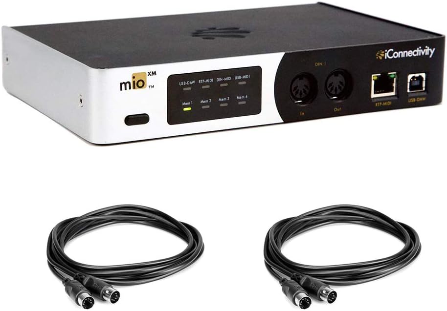 iConnectivity mioXM USB MIDI Interface with 2x MIDI Cable Male to Male Cable 10' Bundle