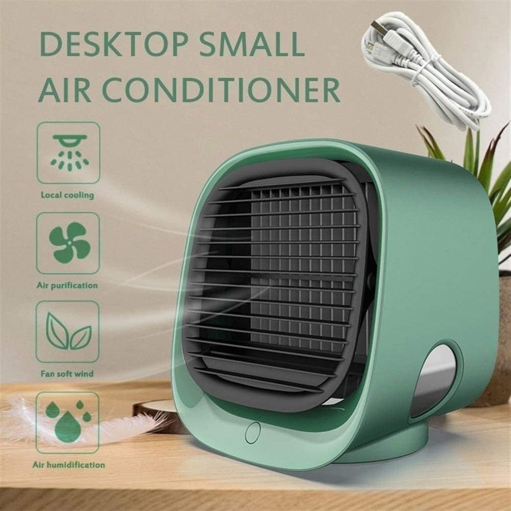 Mini Air Conditioner Fan, Portable Air Conditioner, Portable Desktop Cooling Fan, Personal Table Air Conditioner Fan for Small Room Office Camping (Color : White)
