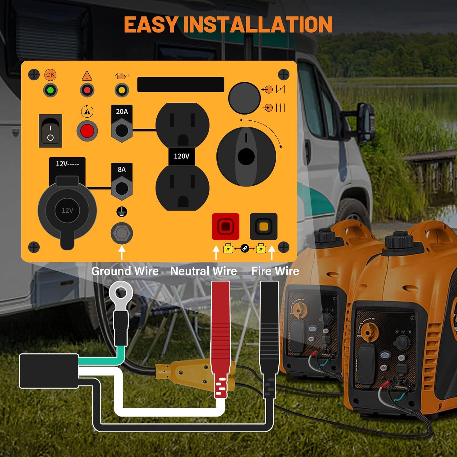 MECMO 50 Amp Parallel Cord Kit for Generator 120V 50A RV (14-50R) Inverter Generator Parallel Connection Kit for Combine Power with Two Inverter Generators Cord