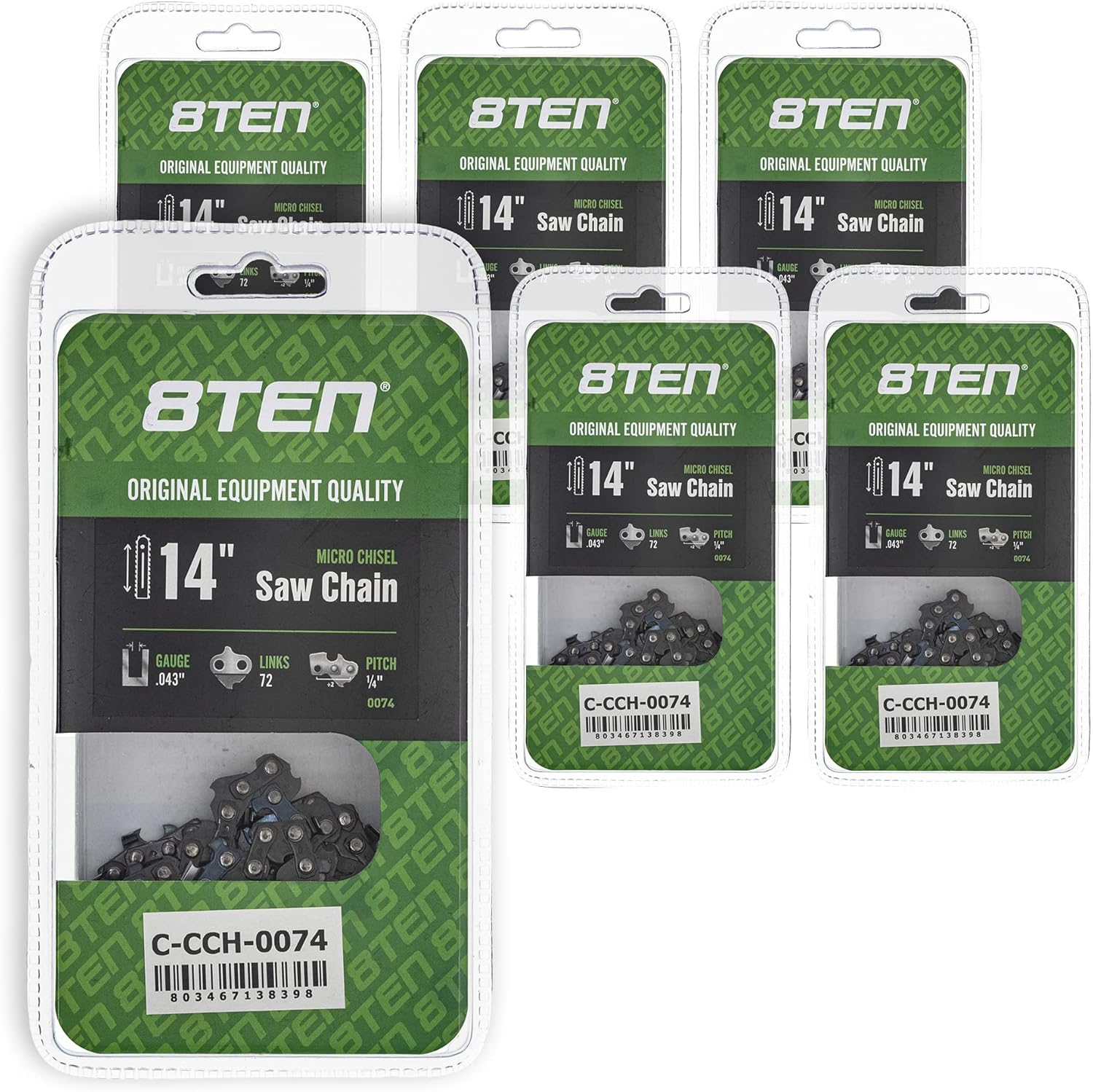 8TEN Micro Chisel Chainsaw Chain 14 Inch .043 1/4 72DL for Stihl MSA120 C-B 3670 005 0072 71PM372 (6 Pack)