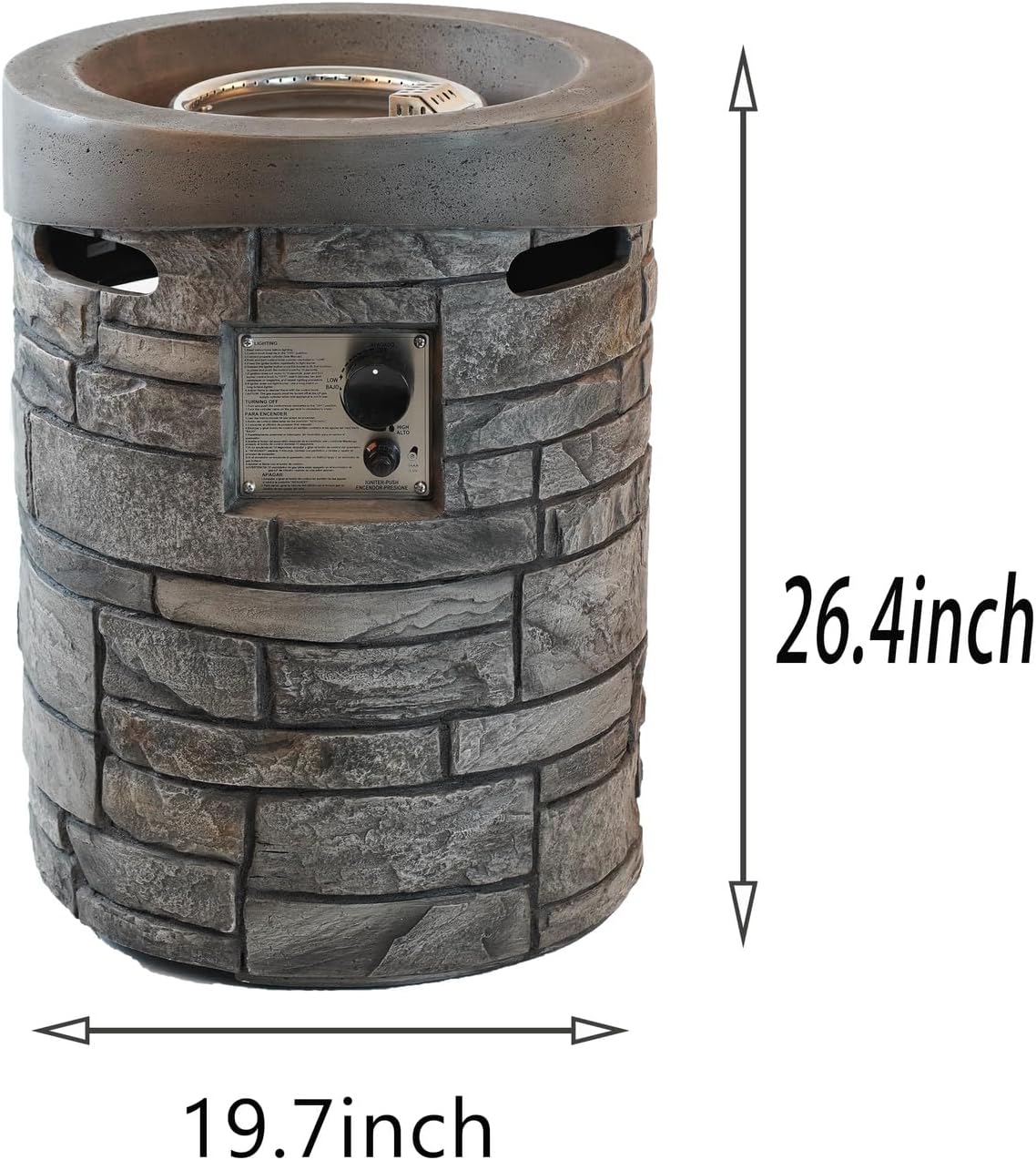 Penau 32000 BTU Round Outdoor Gas Fire Pit, 20 Inch Diameter, CSA Certified, Includes 2.5kg Lava Stones and Rainproof Cover, Durable Magnesium Oxide Surface