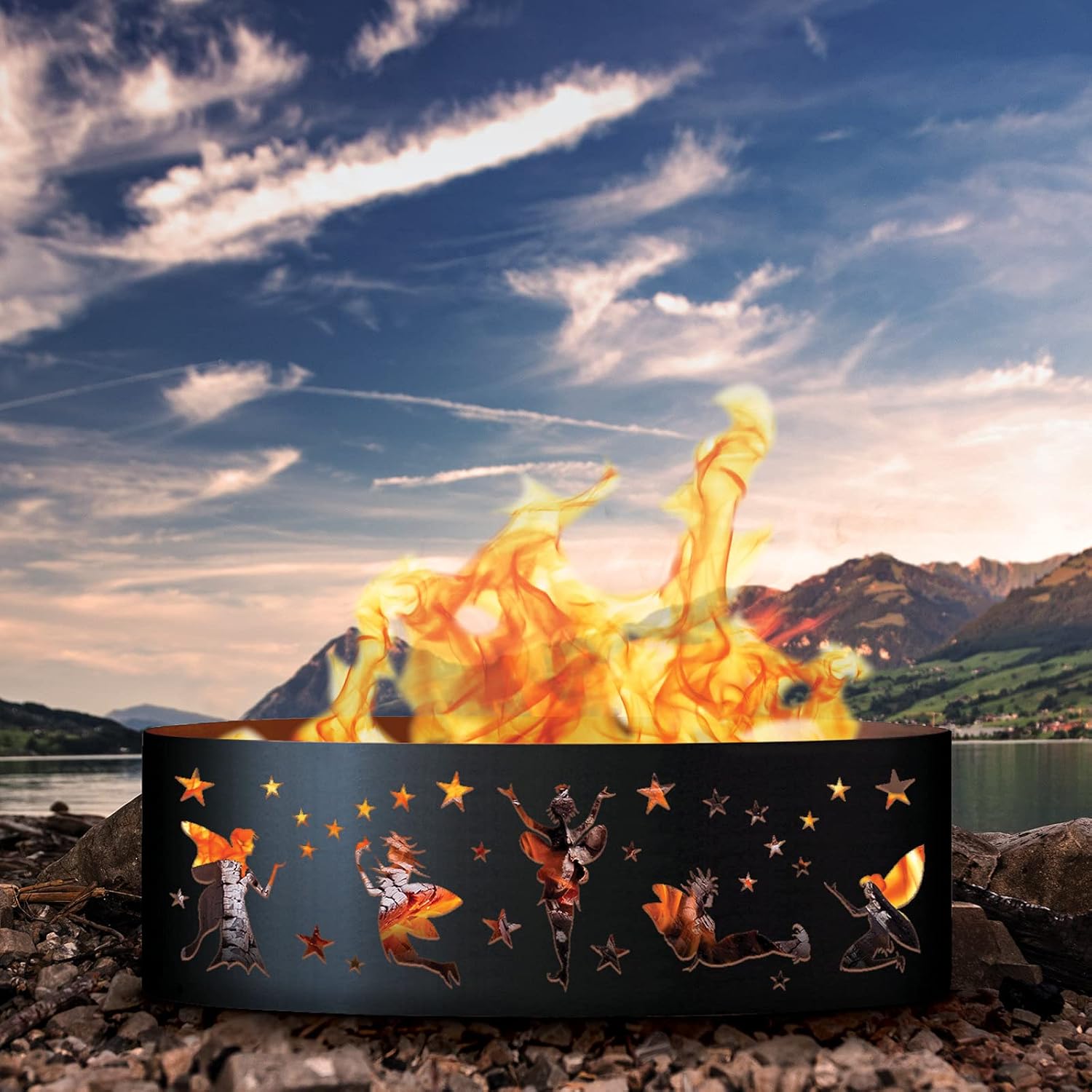 PD Metals FRY01260 Fairy Unpainted 12 in. Tall 60 in. Diameter Outdoor Fire Ring - 60 x 60 x 12 in. - Rustic Black Color