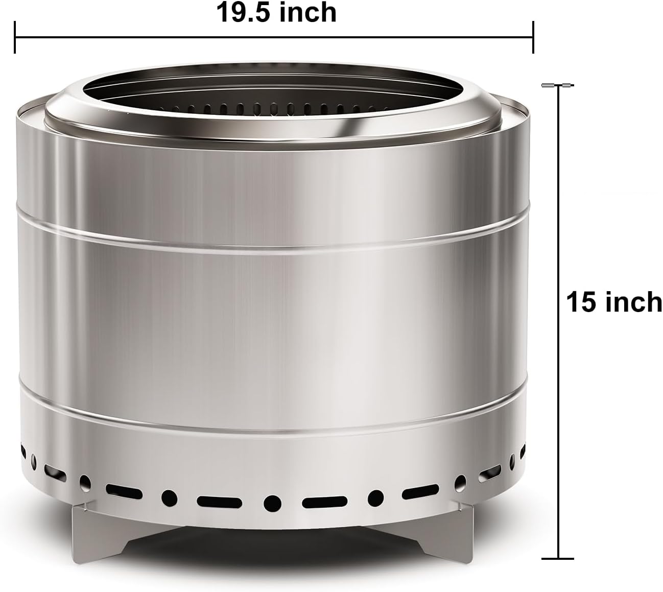 19.5 inch Smokeless Fire Pit with Carry Bag, Stainless Steel Outdoor Smokeless Firepit, Wood Burning Fire Pits for Camping, Bonfire,Low Smoke Firepit for Outside(Silver)