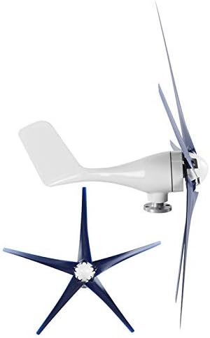 Hilitand 800W Windmill Generator Set, 5 Blade Small Wind Turbines Kit Industrial Energy Equipment (Blue 24V)
