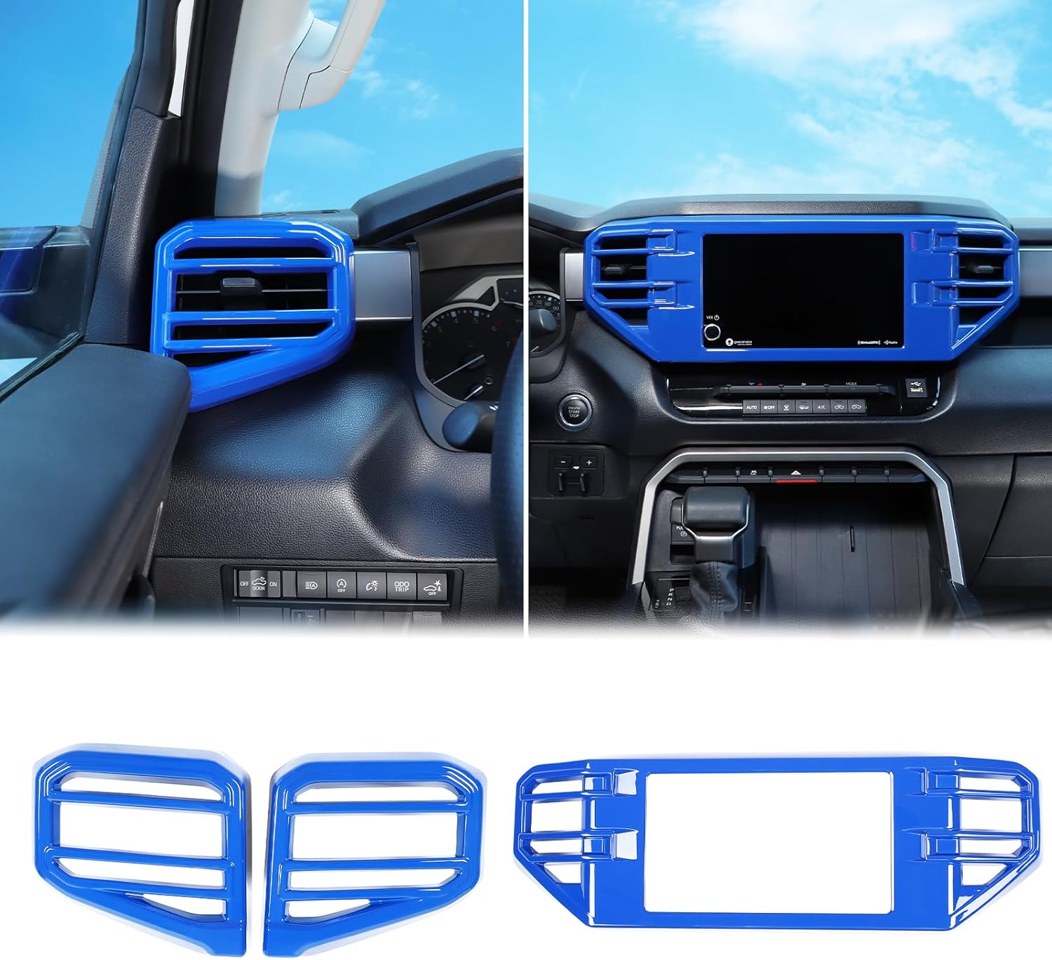 Car Center Console Air Outlet Cover Kit Compatible with Toyota Tundra 2022 Sequoia 2023 Center Console Side Air Outlet Trim Cover Center Console Air Outlet Vent Panel Decor Frame Protect Accessories