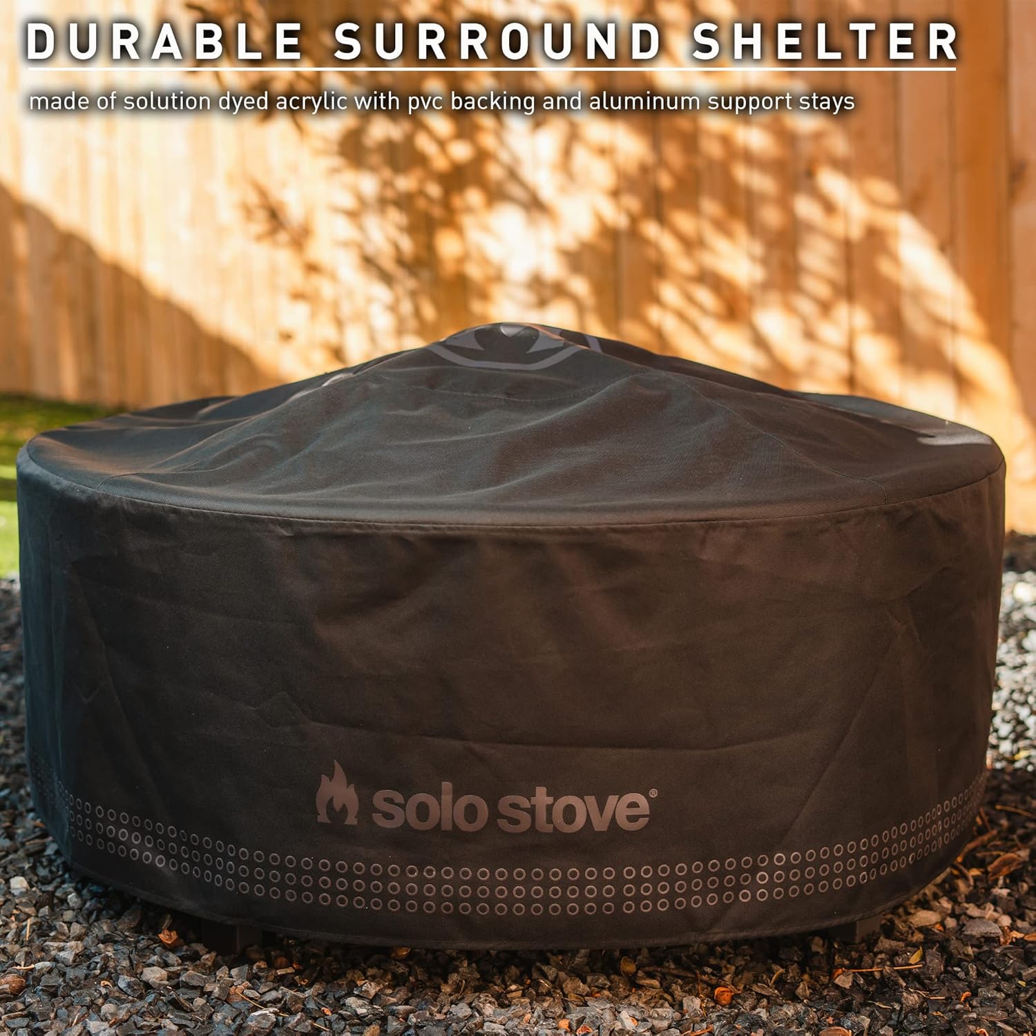 Solo Stove Surround Shelter Small | Protective Cover for Fire Pit Surround Table, Weather-Resistant, Solution Dyed Acrylic/PVC Backing/Aluminum Support Stays, Dims (HxDia): 20.8 x 42.5 in, Black