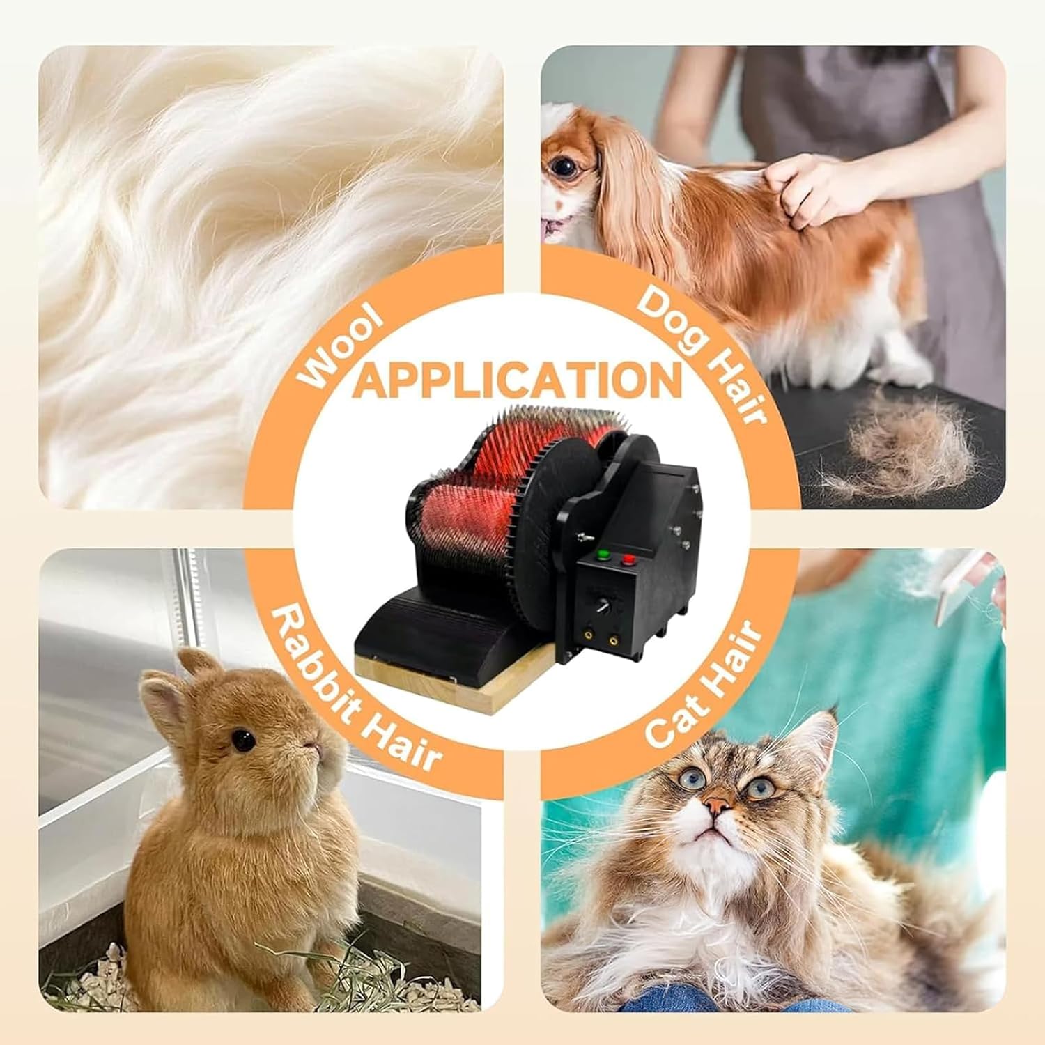 Electric Wool Combing Machine, Wool Fiber Drum Carding Machine, W/2 Foot Pedal Forward & Reverse, Fast Color Mixing, Combing, Spinning, for DIY Craft Make Felt Animals