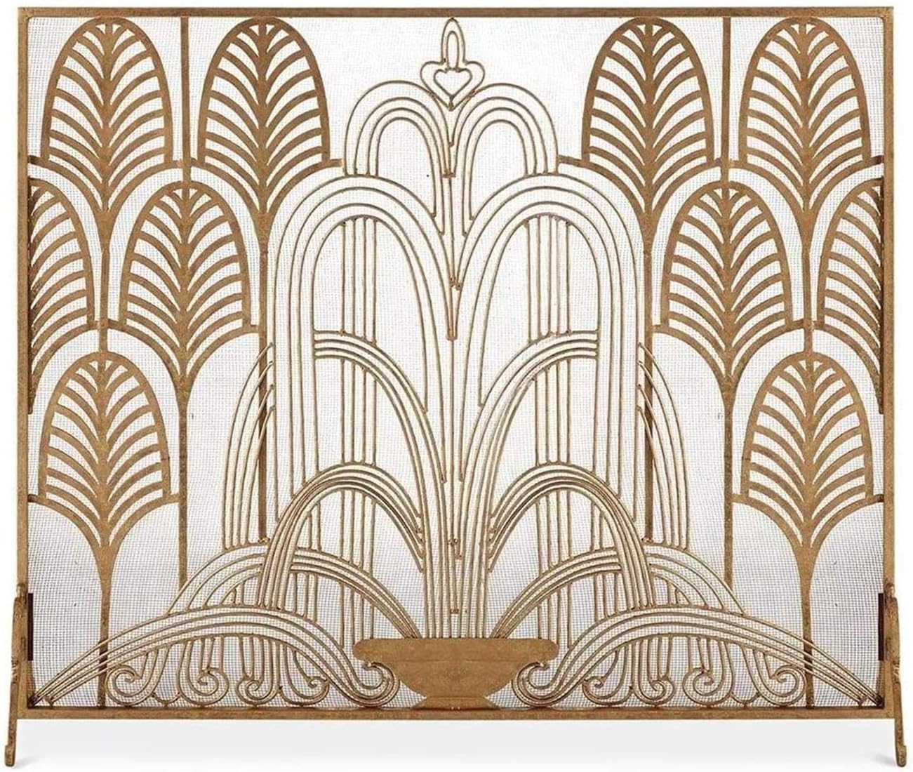 Iron Gold Fireplace Screen Protector - Durable Spark Guard for Indoor & Outdoor Use, Fits Wood & Coal Burning Stoves, Grills, Fireplaces - Safety & Style Combined