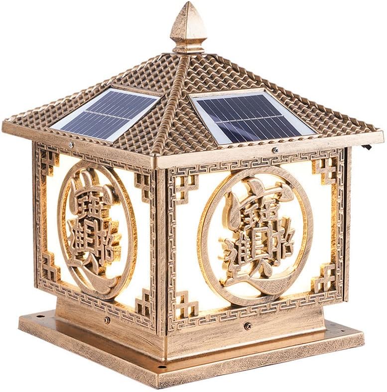 Chinese Outdoor Post Light Solar Waterproof LED Column Head Lamp Garden, Villa, Courtyard Lamp, Enclosure, Doorpost Lamp, Landscape Lamp 40cm Black Outdoor Lighting Fixtures