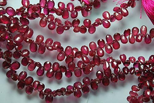 13 inch natural beads strand of 9-6mm faceted pear pink sapphire gemstone briolletes beads for DIY jewelry - necklace, bracelet, earring, ring.