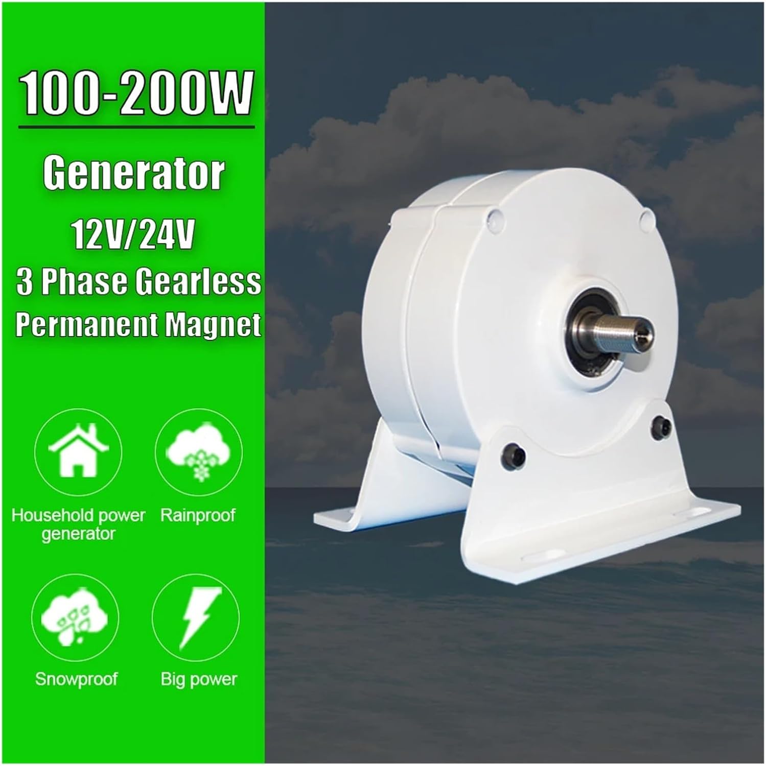 Wind Turbine Generator 750 RPM 500w 12V 24V Windmill AC DC Power Magnetic Dynamo Water Turbine Hydro tor Low Starting Speed for Home(with The Base,24V_500W)