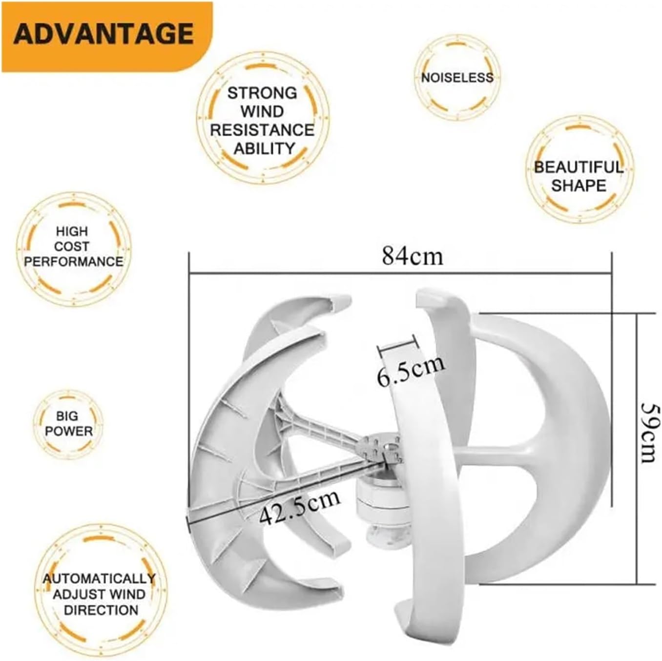 Wind Turbine 5KW 3KW Vertical Axis Permanent Maglev Generator Altern with Mppt Controller for Home Use Farm Low Starting Speed for Home(White,MODEL3_12V_5KW)