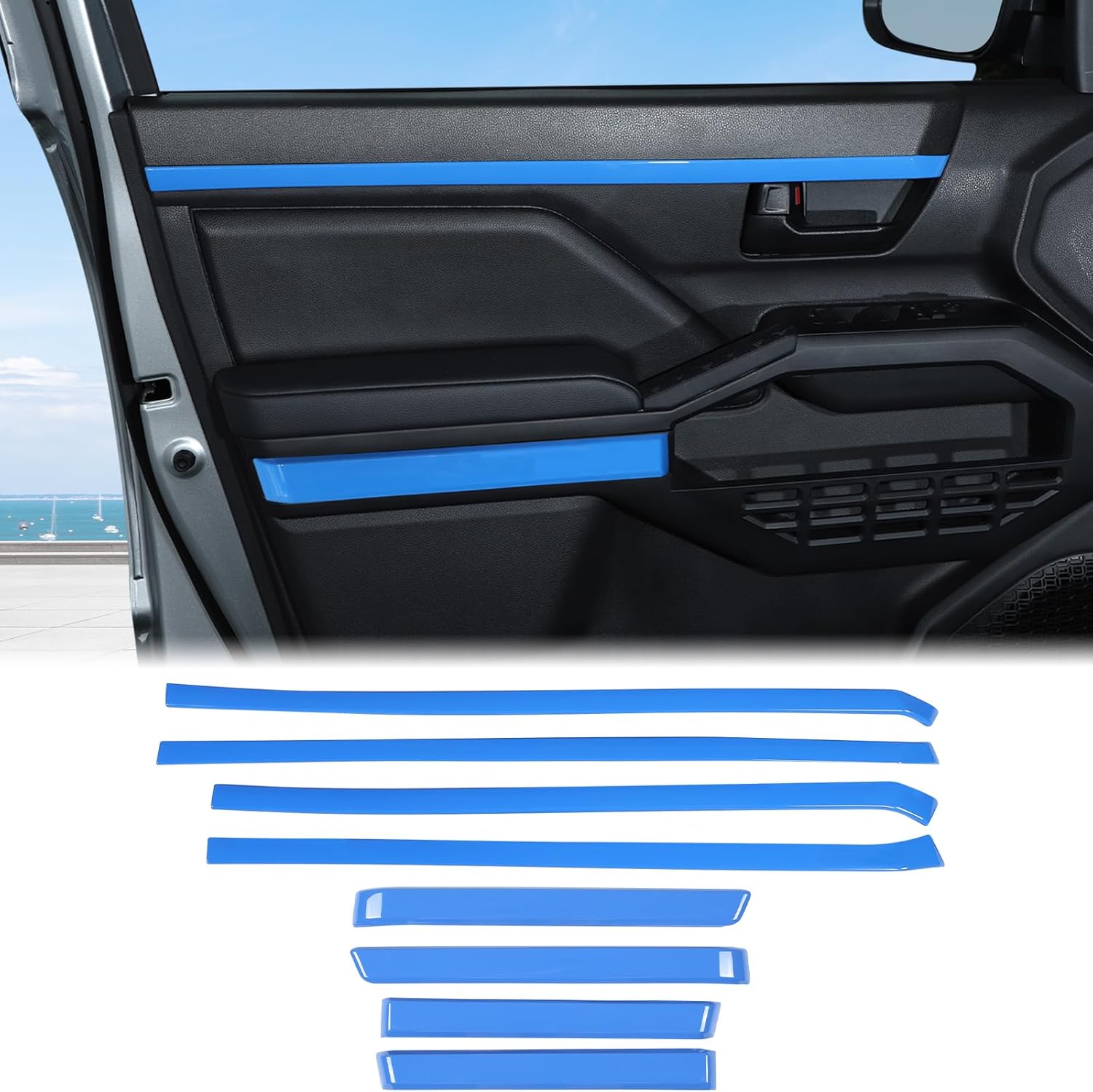 Car Inner Door Panel Trim Strips Kit Compatible with Toyota Tacoma 2024-2026, Front & Rear Door Handle Armrest Side Panel Molding Decorative Cover Protector Accessories, Fit Without TRD Logo Version