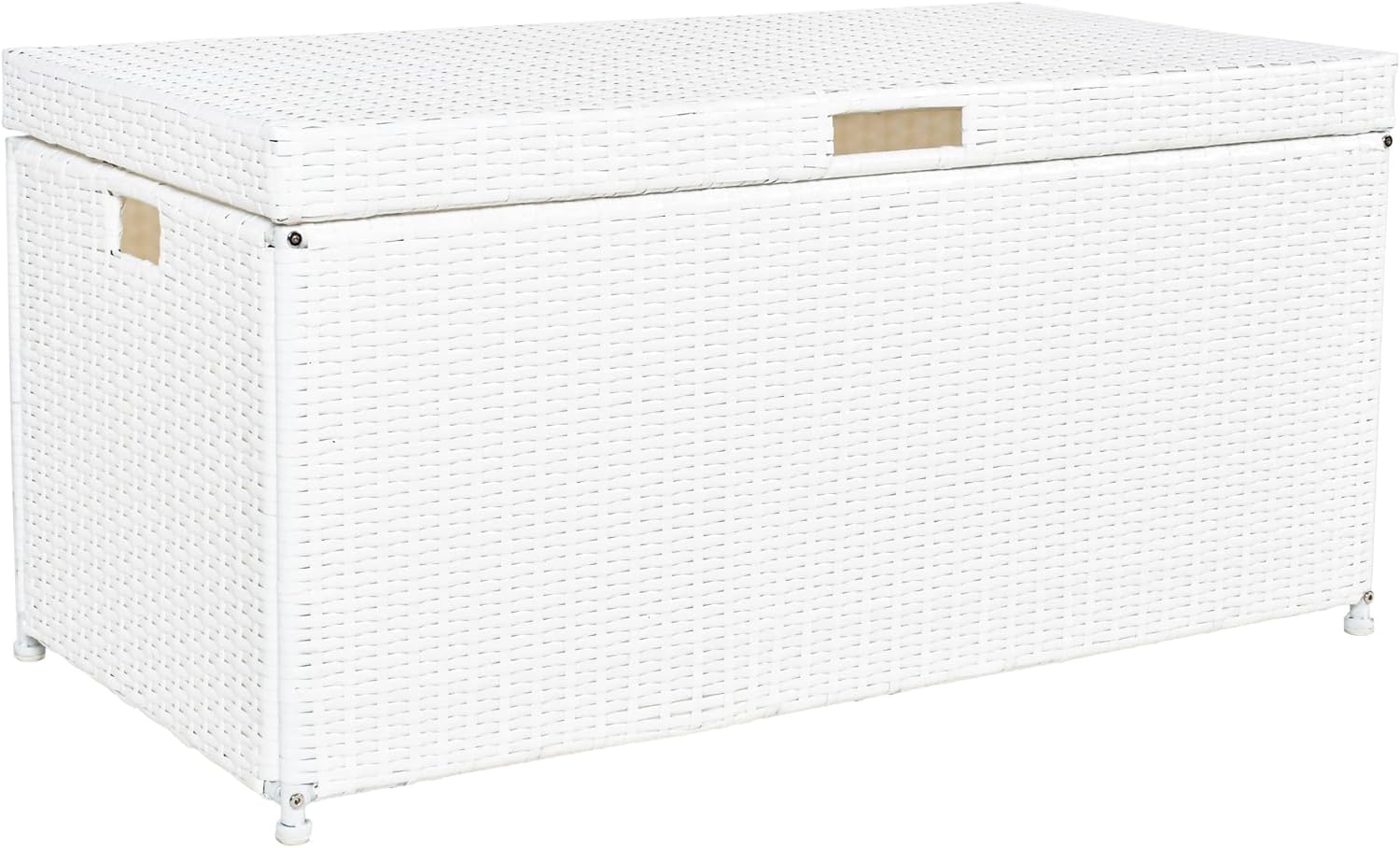 Outdoor 70 Gallon Wicker Deck Storage Box Color: White