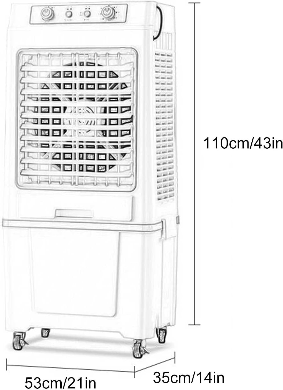Portable Air Conditioners, Evaporative Air Cooler, Swamp Cooler with 40L/8.8 Gal Water Tank, 3-Speed Fan, 120°Oscillation, 2 Ice Packs, for Room Garage Patio(Blue)