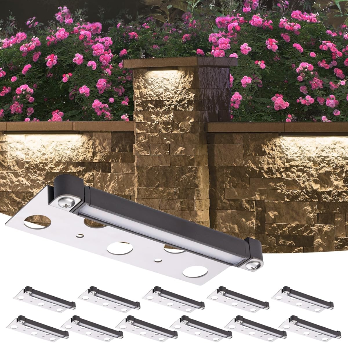 LED Hardscape Light 7 Inch 1.5W Deck Step Paver Wall Garden Pathway Lamp, Warm White 2700K, 12V Low Voltage AC/DC, Outdoor IP65 Waterproof 10 Pack