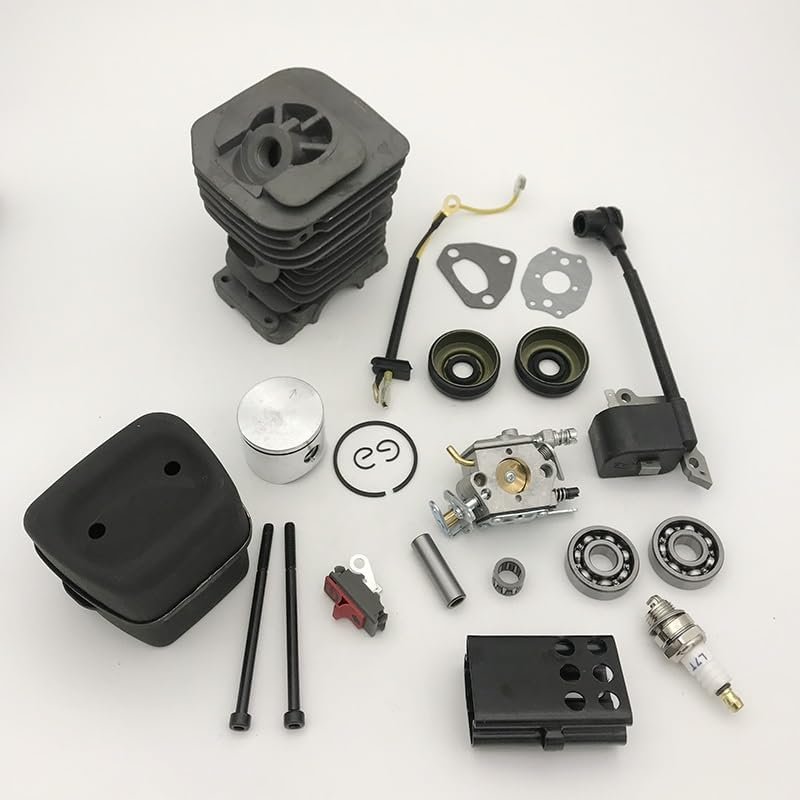 Garden Parts 40mm Cylinder Piston Carburetor Muffler Ignition Coil Kit for Husqvarna 142 141 137 136 Chainsaw Engine Rebuild Spares Parts Garden Parts