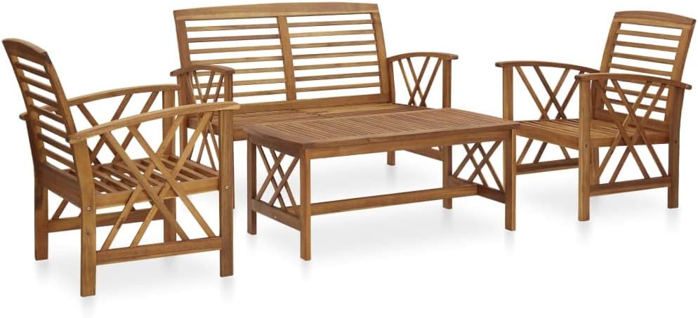 4 Piece Patio Lounge Set Solid Acacia Wood,Premium Acacia Wood Patio Lounge Set for Garden, Patio, and Outdoor Spaces Outdoor Furniture Sets, Patio Furniture