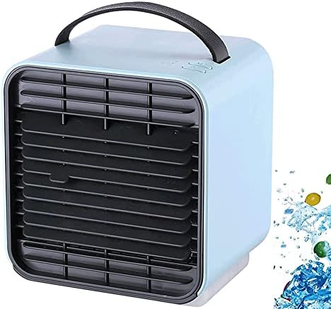 Portable Air Conditioner Fan, Mini Cooler with Large Capacity Water Tank and Fast Cooling Fan USB for Home, Office (Color : Blue)
