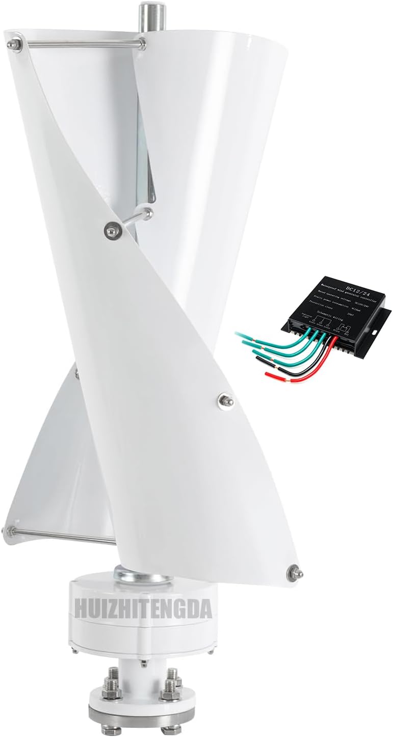 1000W Wind Generator 12V 24V 48V 2 Blades Low Speed Wind Turbine Power Generator Spiral Wind Power Generator for Wind and Solar Power Generation