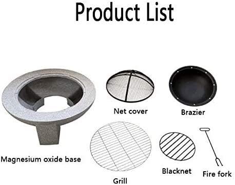 Fire Pits Outdoor Wood Burning Multifunctional Garden Terrace Fire Bowl Heater, Wood Burning Fire Pit with Barbecue Net, Safety Net Cover with Cover BBQ Cooking for Outside Camping Backyar