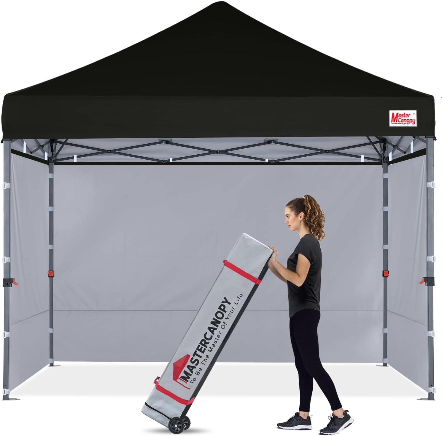 MASTERCANOPY Heavy Duty Pop-up Canopy Tent with Sidewalls (10x10,Black)