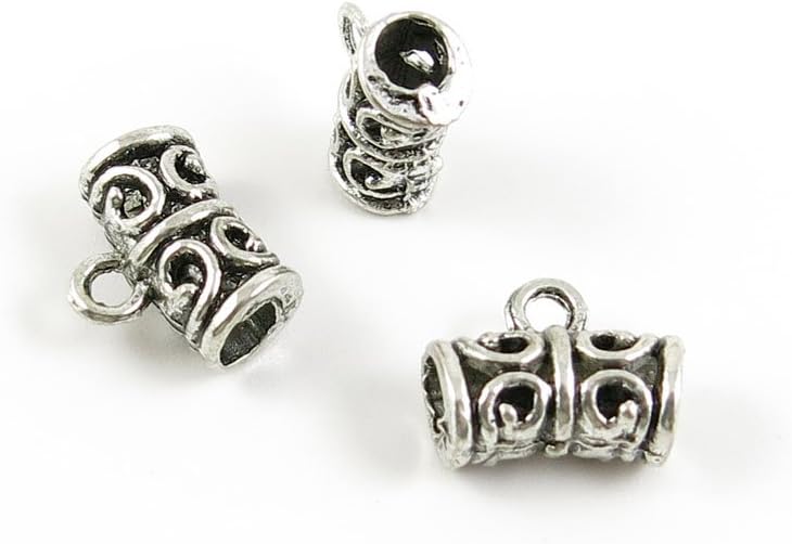 1580 Pieces Antique Silver Tone Jewelry Making Charms Findings Fashion Wholesale Supplies Pendant Lots Bulk Supply 67XN04 Tube Bead Bails