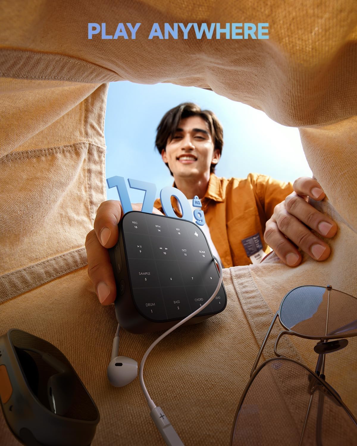 Donner MEDO Bluetooth MIDI Controller, Portable Groovebox | Chord, Sample, Lead, Bass, Drum | Built-in Looper and Synth | iOS, Mac, Windows, Android | Silicone Sleeve, Donner Play & MEDO SYNTH App