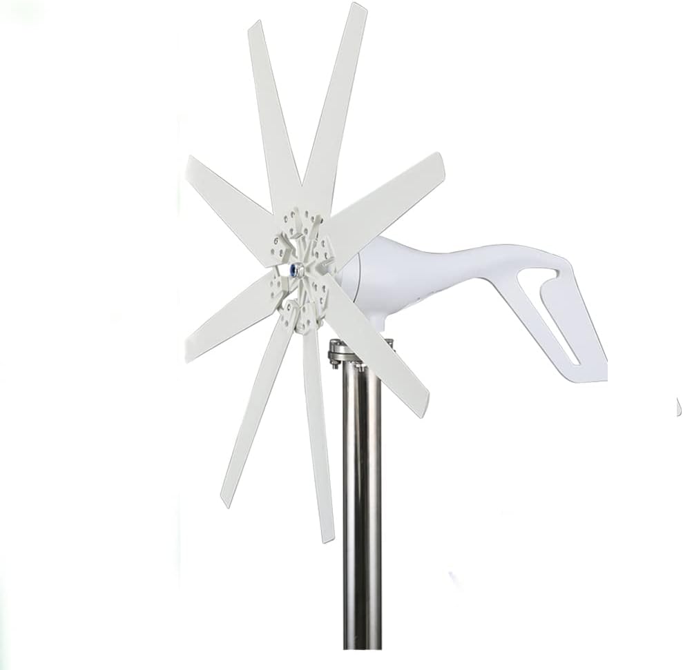 3000W-6000W Horizontal Home Wind Turbine, 12V 24V 48V Free Energy 8 Blades Wind Generator Power Windmil with MPPT Hybrid Controller