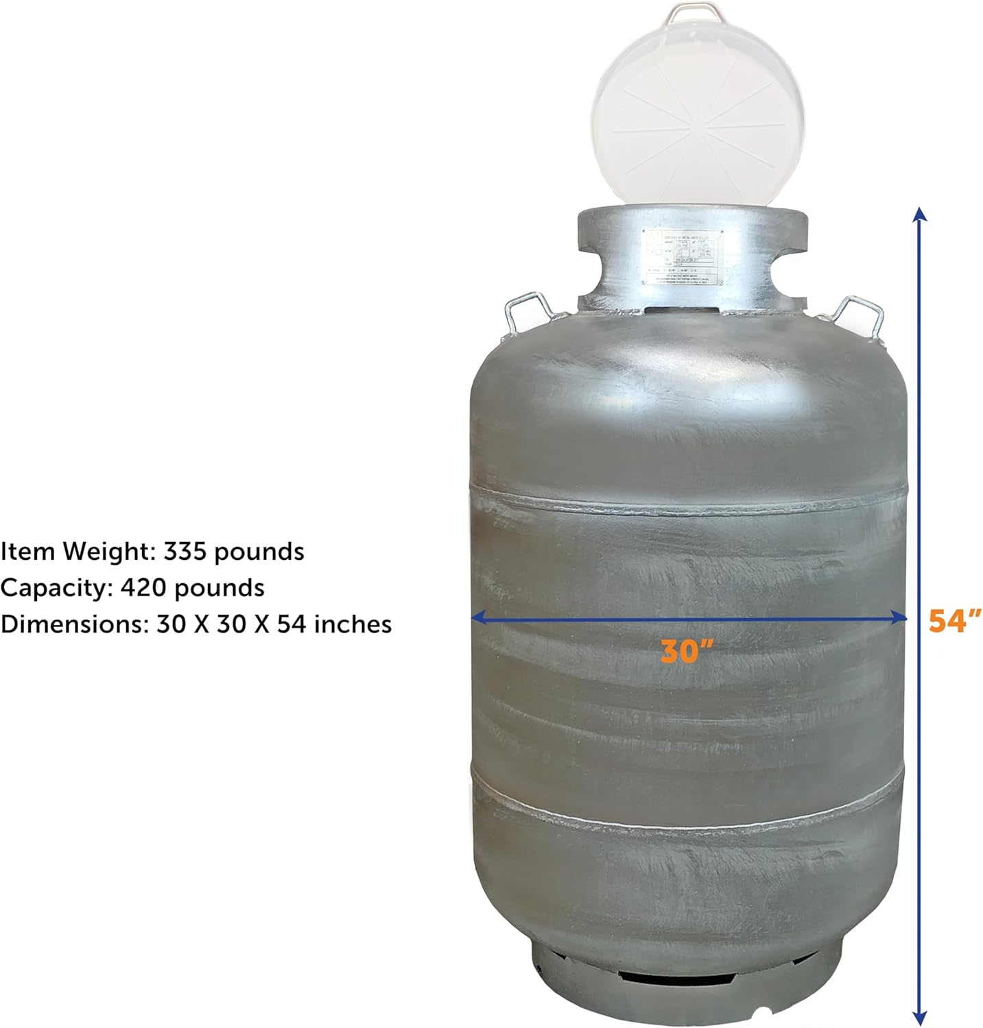 Flame King YSN420ASME-TH-GALV 420LB (120 Gallon) ASME Vertical Galvanized Steel Propane Tank, White