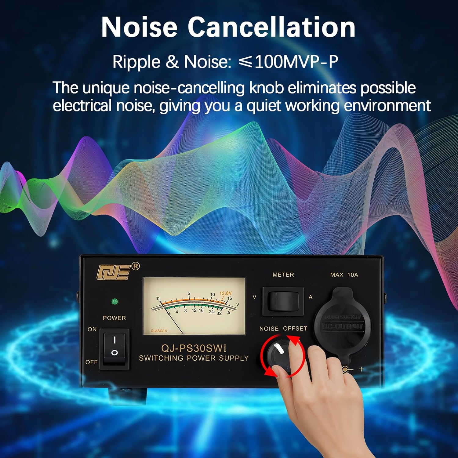 13.8V 30A DC Power Supply for Ham Radio,Regulated Bench Power Supply with Noise Offset,Analog Lab AC to DC Switching Converter,Cigarette Plug Socket,Powering CB VHF UHF HAM Amateur Radio